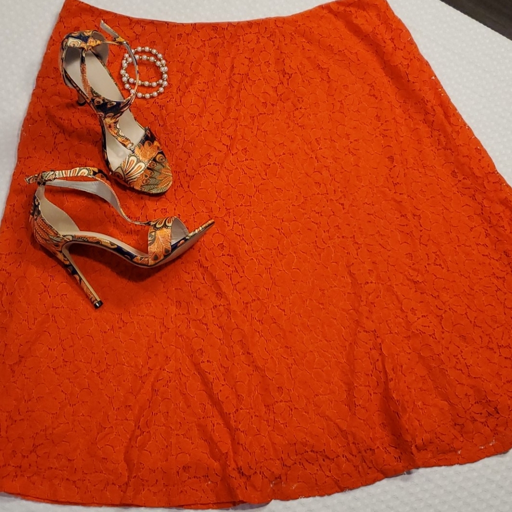 Cato Woman 20W Orange Lace Circle Skirt